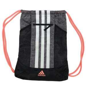 Adidas Gray & White Striped Bucket & Drawstring Bag | Medium Size